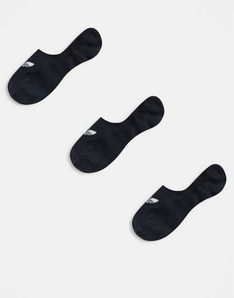 adidas Originals 3 pack no show socks in black - view 1
