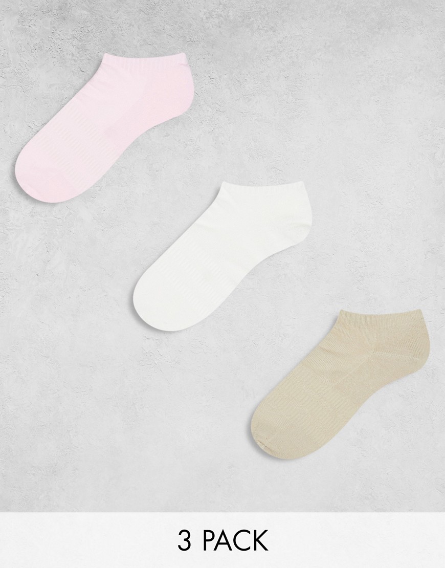 adidas Originals 3-pack no-show socks in pink, white and beige-Multi