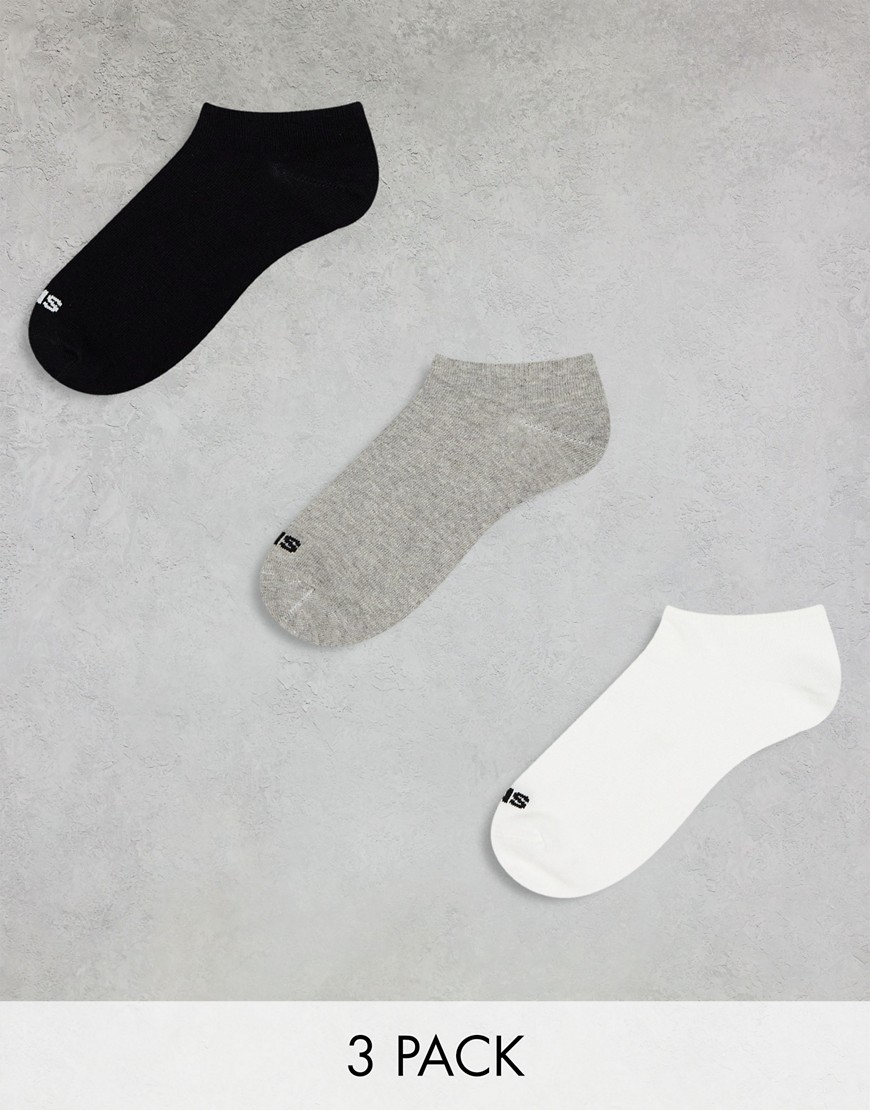 adidas Originals 3-pack no-show socks in white, black and grey-Multi