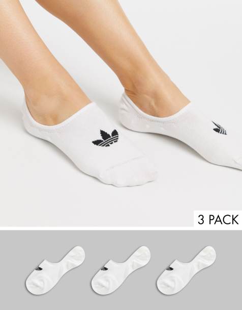 adidas Originals 3 pack no show socks in white - view 1