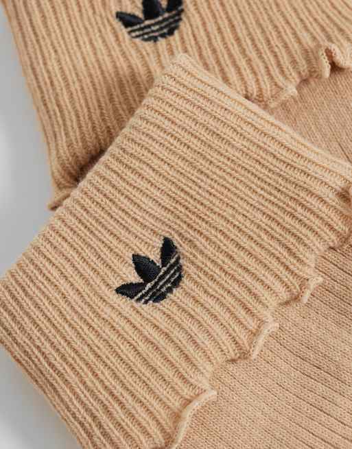 adidas Originals 3-pack ruffle fold-over socks in brown, 3 of 3