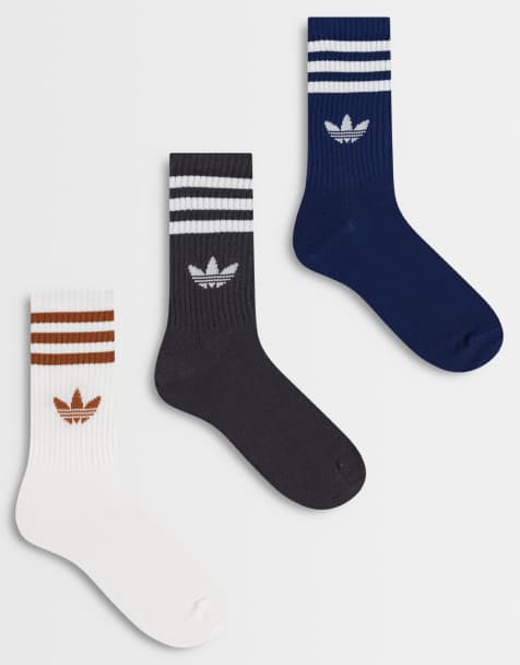 adidas Originals 3-pack skarpetki crew w trzy paski w kolorze czarnym, granatowym i białym - view 1