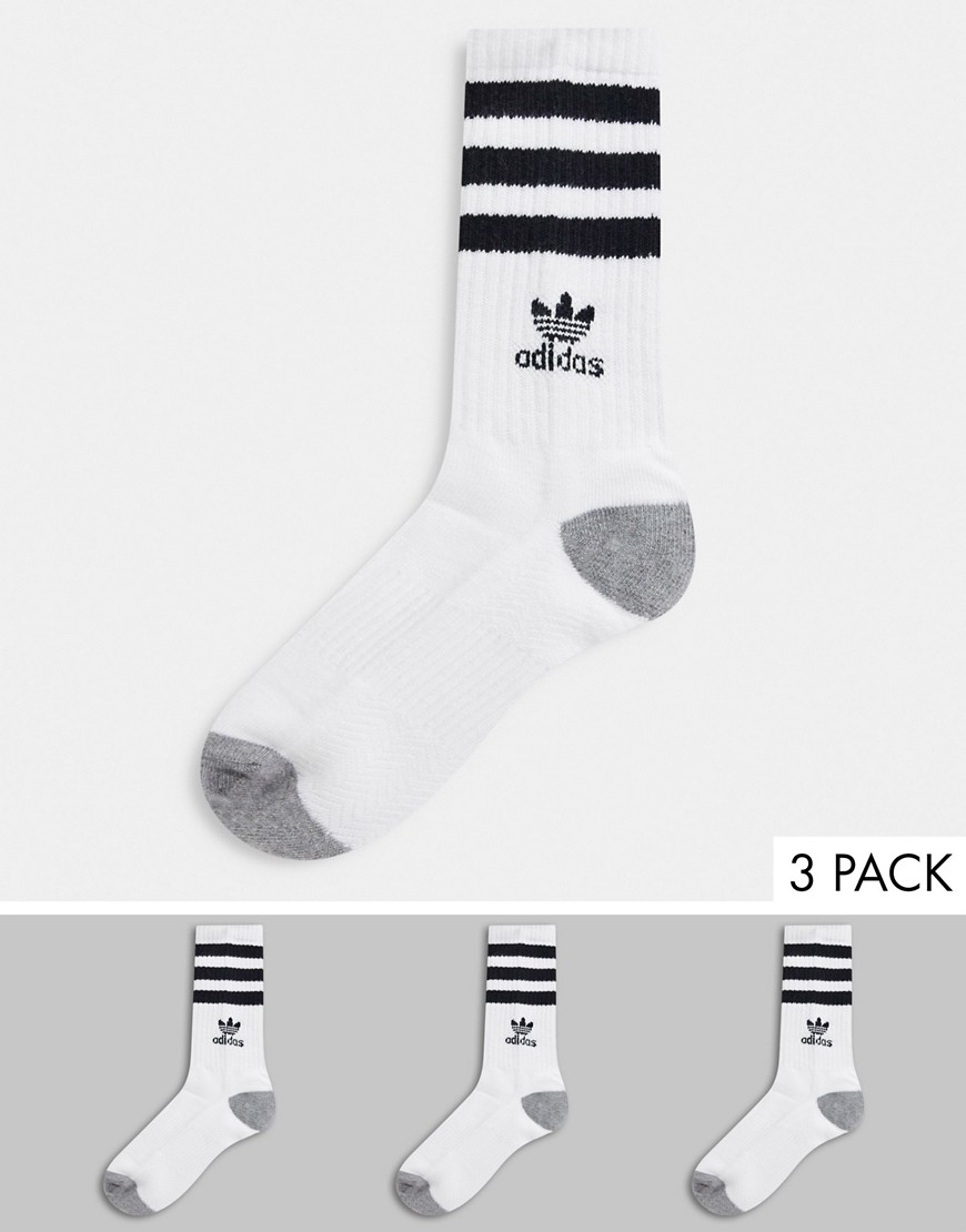 Adidas Originals Adidas Training Three Stripe Socks In White 3 Pack ...