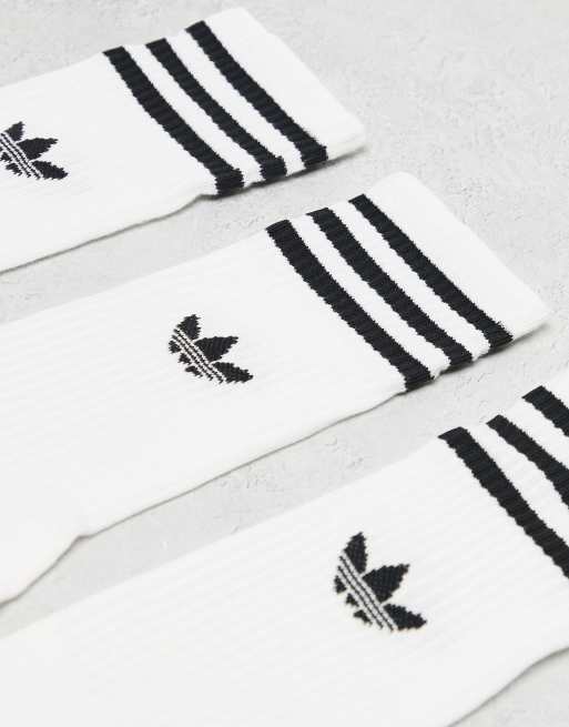 adidas Originals 3 pack solid high crew socks in white, 2 of 3