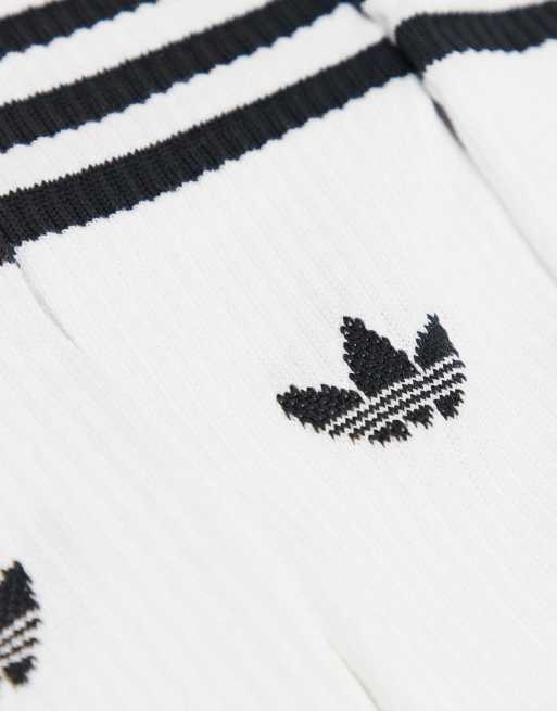 adidas Originals 3 pack solid high crew socks in white, 3 of 3