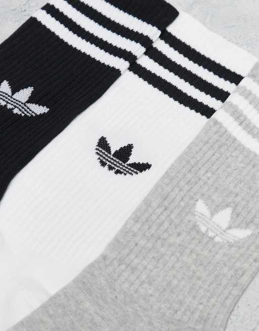  adidas Originals 3 pack solid high crew socks in white, 3 of 3