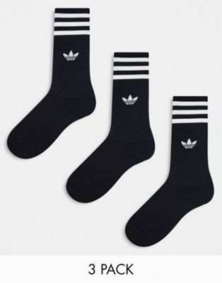 adidas Originals 3 pack solid socks in black - ASOS Price Checker