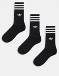 [adidas Originals] adidas Originals 3 pack solid socks in black 37 1/3-38 2/3 Blck