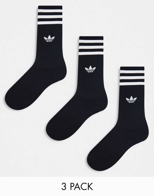 adidas Originals - 3 pack solid socks in black