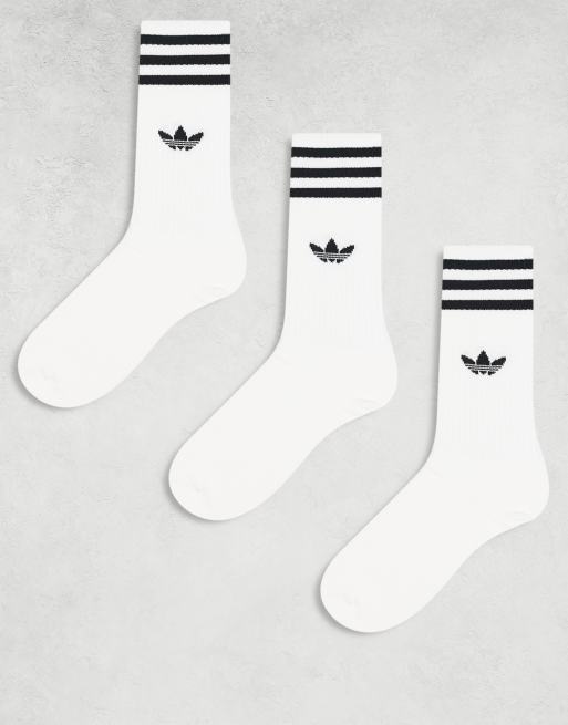  adidas Originals 3 pack solid socks in white