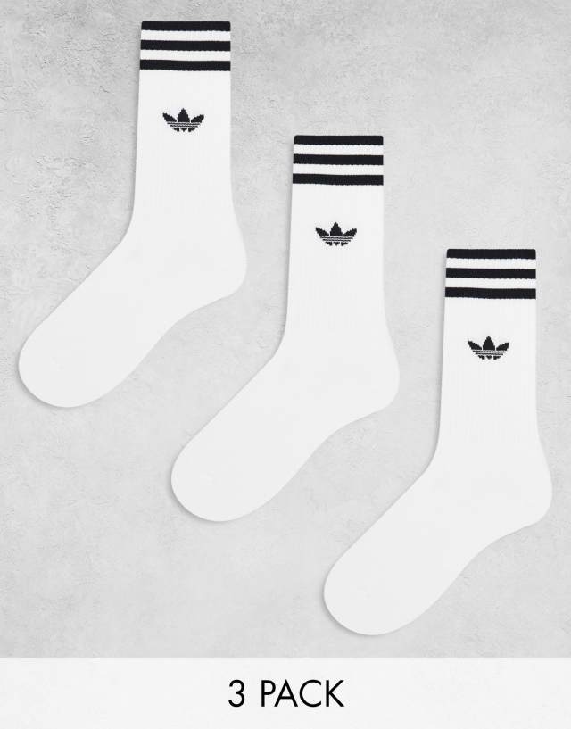 adidas Originals - 3 pack solid socks in white