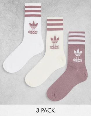 adidas Originals 3 pack three stripe ankle socks in multi