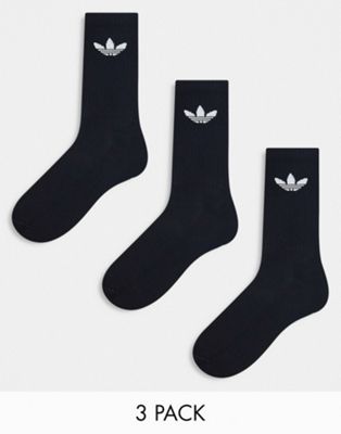 adidas Originals 3 pack trefoil 3 pack socks in black