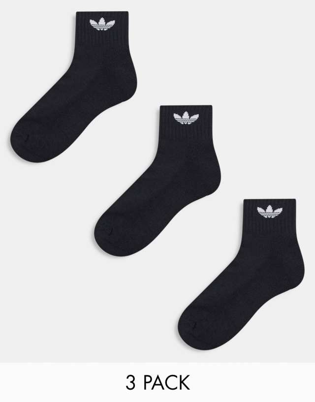 adidas Originals - 3 pack trefoil ankle socks in black