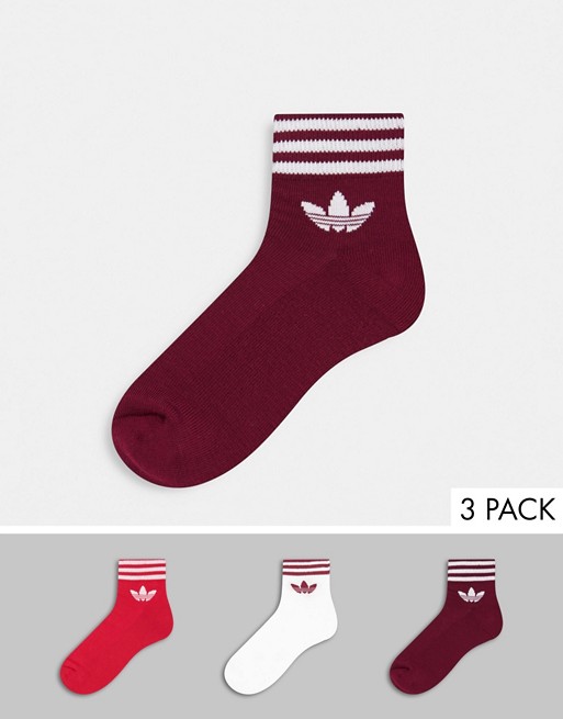 adidas Originals 3 pack trefoil ankle socks in multi