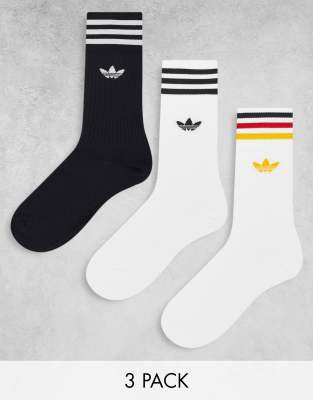 adidas Originals 3 pack trefoil crew socks in multi - ASOS Price Checker