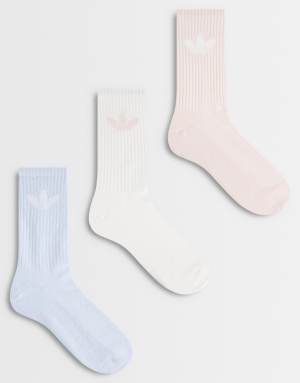 adidas Originals 3 pack trefoil crew socks in pastels