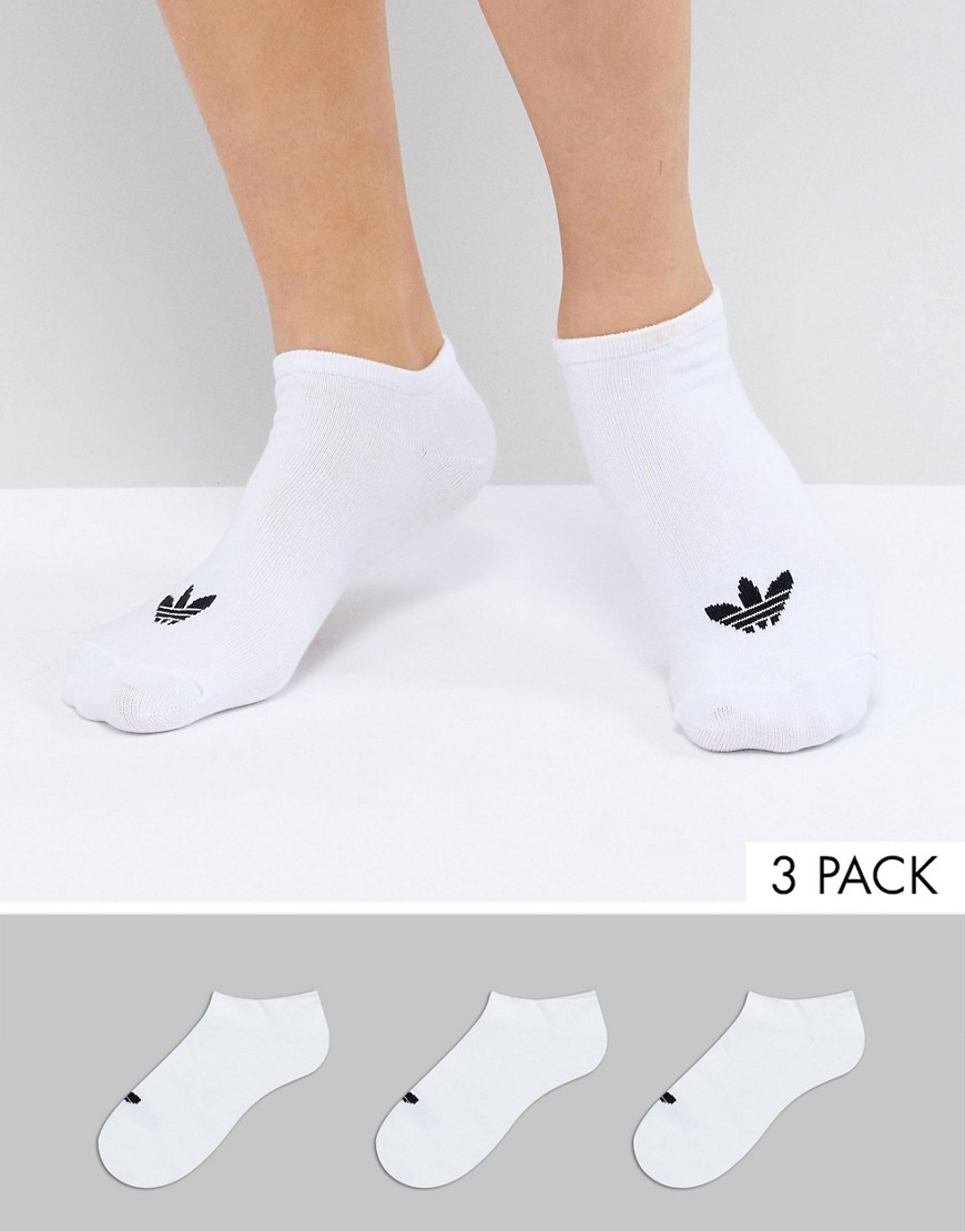 Adidas Originals 3 Pack Trefoil Liner Socks-White