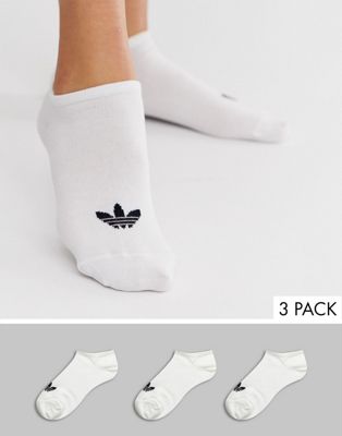 adidas Originals 3 pack trefoil trainer socks in white
