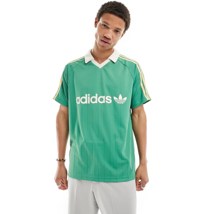 ★ adidas★ 3S Pinstripe Tee Deep Green IY7230 adidas Adicolor 3-Stripes Pinstripe Tee - Green | adidas