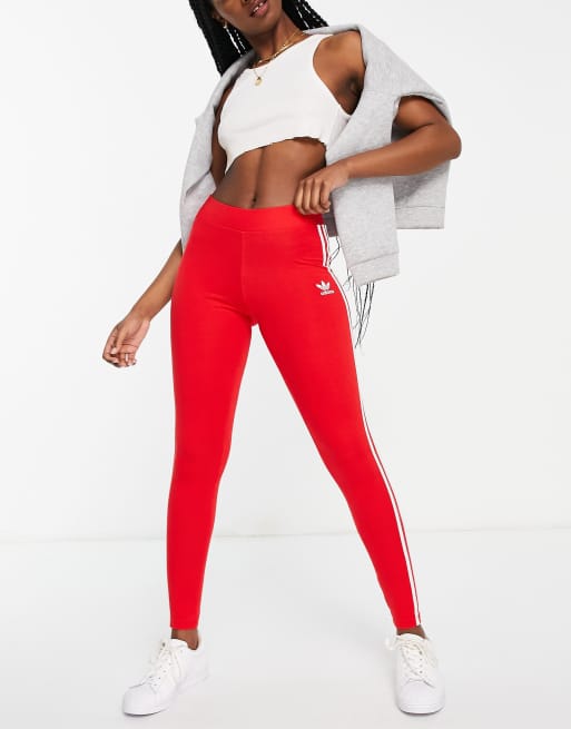 adidas Originals - 3-stribede leggings i rød