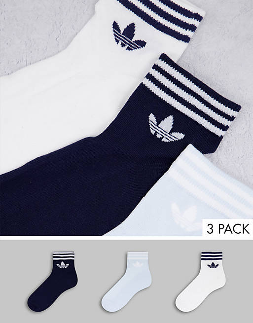 Adidas Originals 3 stripe ankle socks in black and white