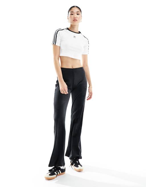 adidas Originals 3 stripe baby cropped T-shirt in white