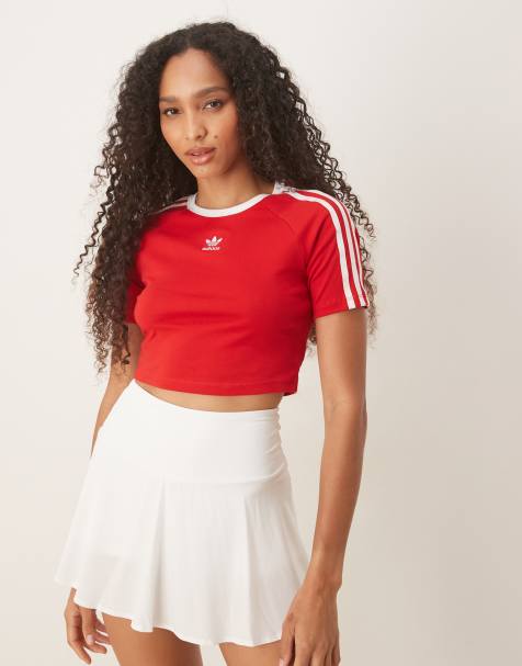 adidas Originals 3 stripe baby T-shirt in red - view 1