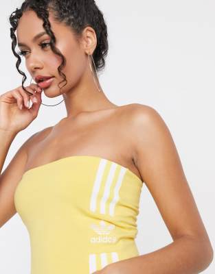 adidas Originals 3 stripe bandeau in yellow