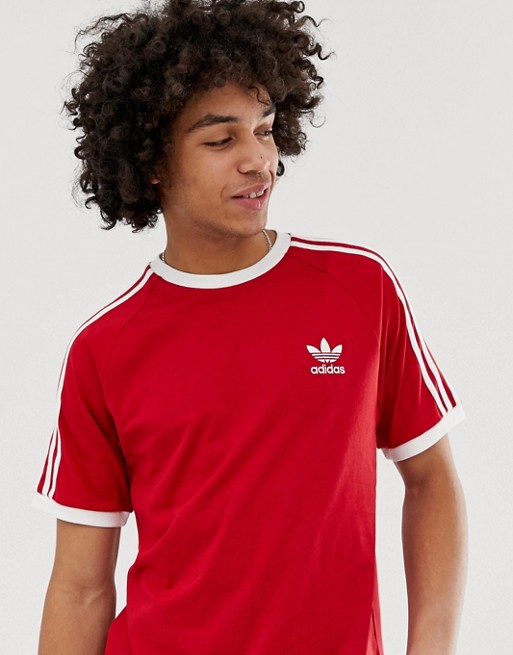 adidas Originals 3 Stripe California T-Shirt Red DV1565 | ASOS