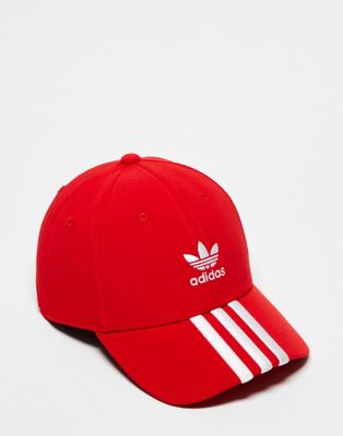 adidas Originals 3 stripe cap in red