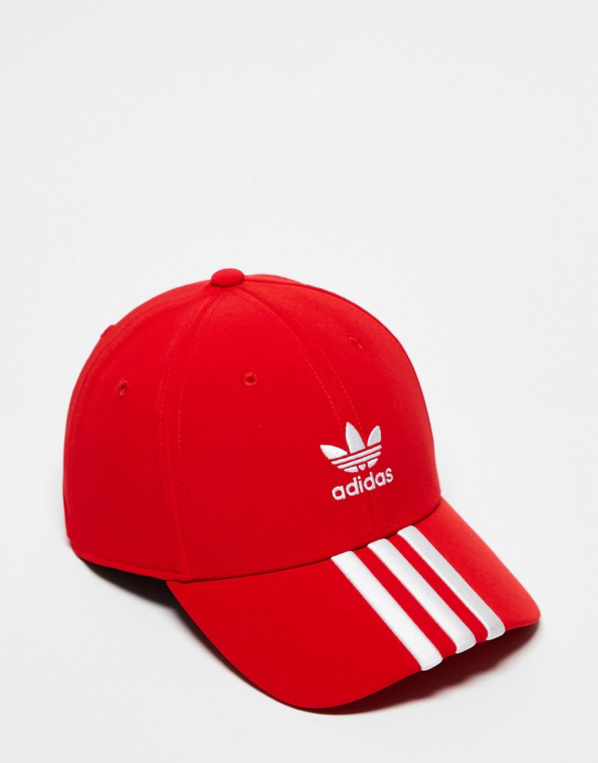 adidas Originals 3 stripe cap in red