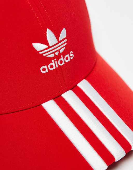 adidas Originals 3 stripe cap in red