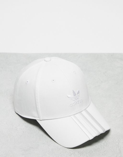 adidas Originals 3 stripe cap in white