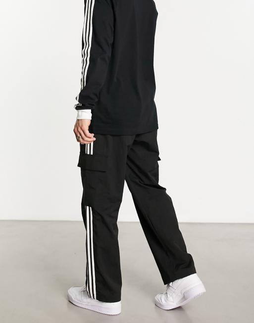 adidas Originals 3 stripe cargo pants in black