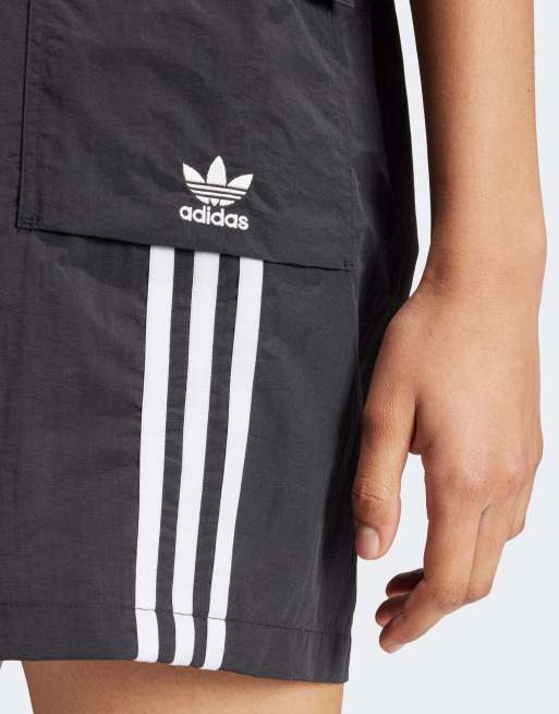 adidas Originals 3 stripe cargo shorts in black