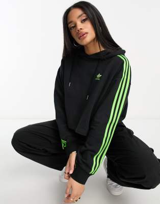 Adidas originals adicolor clearance three stripe cropped hoodie