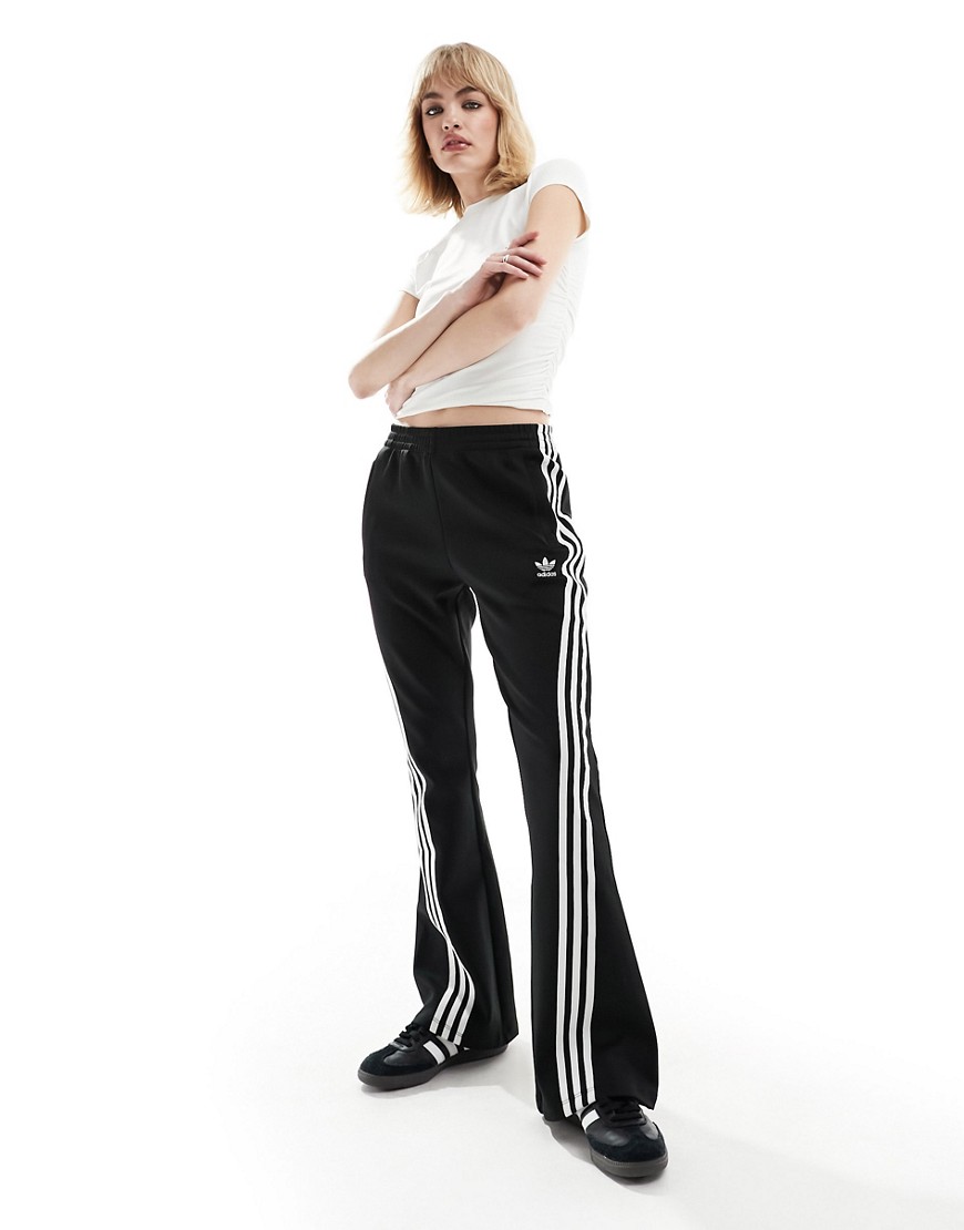 Adidas Originals 3 Stripe Flared Leggings In Black