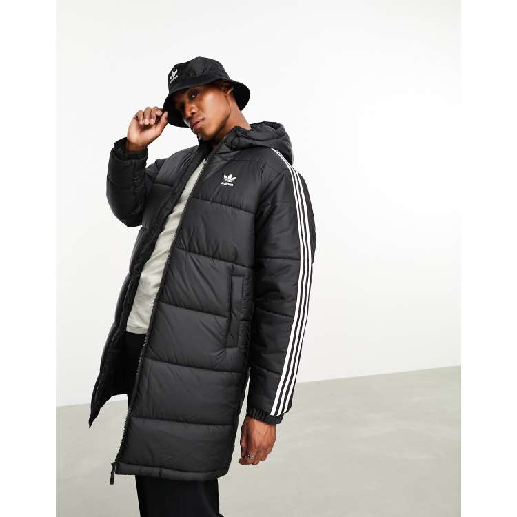 Adidas originals three stripe padded jacket in black best sale