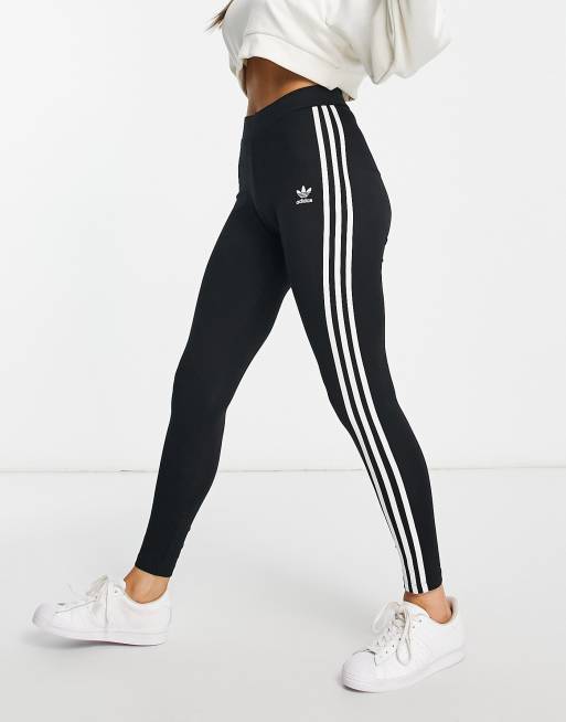 adidas Originals Women's 3 Stripes Legging, ecru tint/black, Small