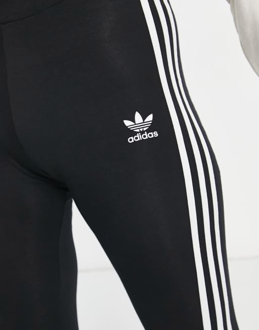 Adidas originals three stripe leggings shop with vintage logo in black