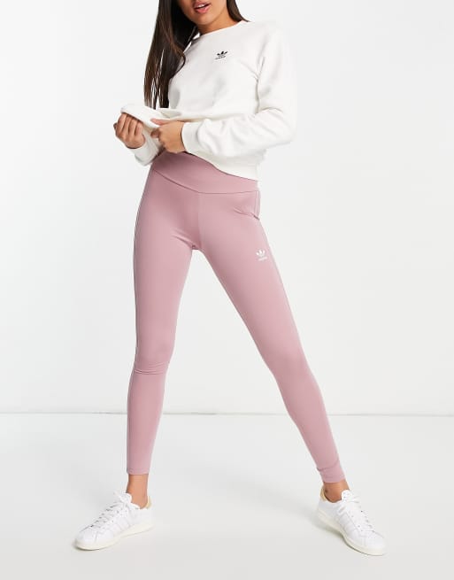 adidas Originals 3 stripe leggings in mauve