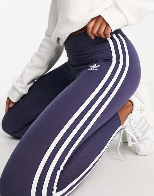 adidas Originals 3 stripe legging in navy