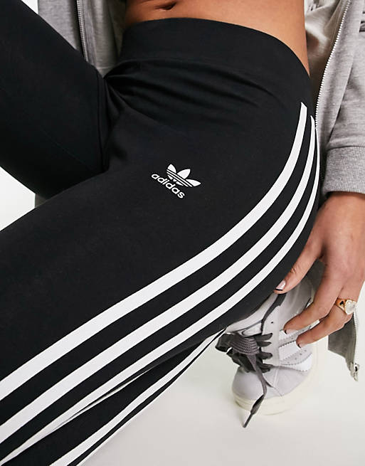 adidas Originals 3 stripe leggings in black