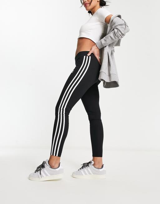 adidas Originals 3 stripe leggings in black