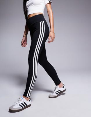 adidas Originals 3 stripe leggings in black