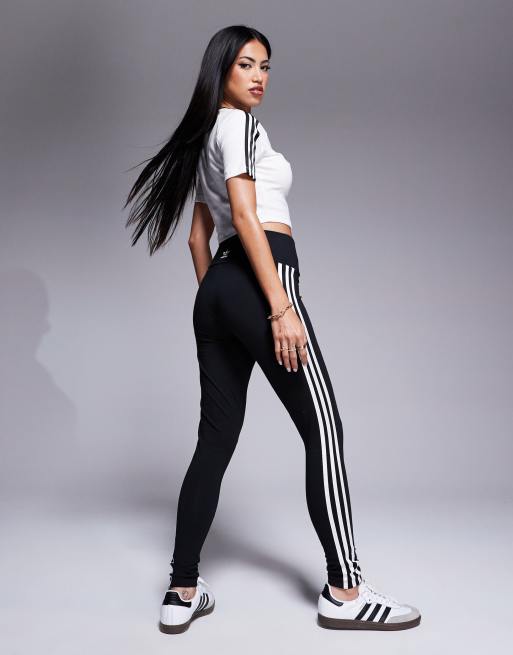 adidas originals 3 stripe leggings black