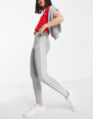 adidas Originals adicolor three stripe leggings in grey heather