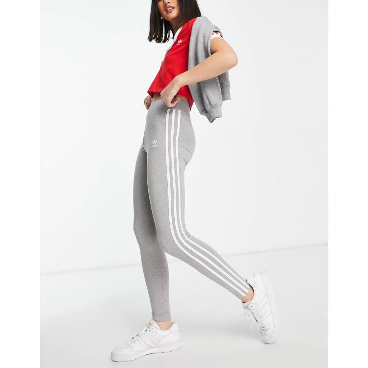 adidas Originals 3 stripe leggings in gray ASOS