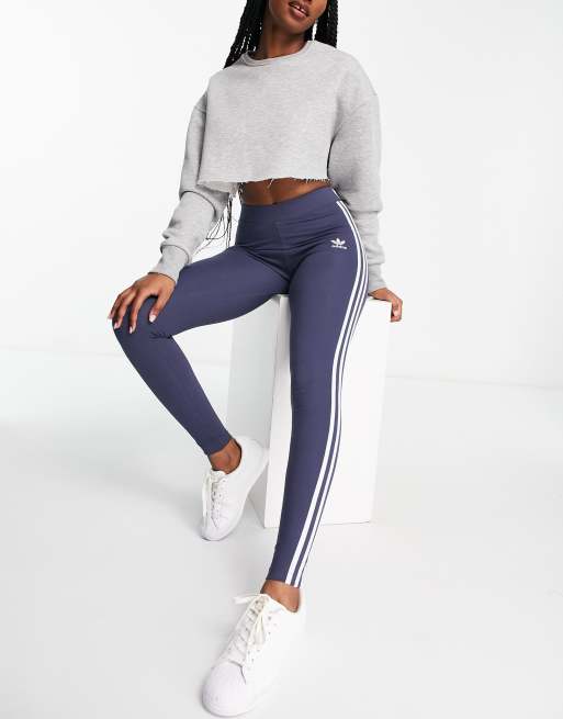 adidas Originals 3 stripe leggings in navy